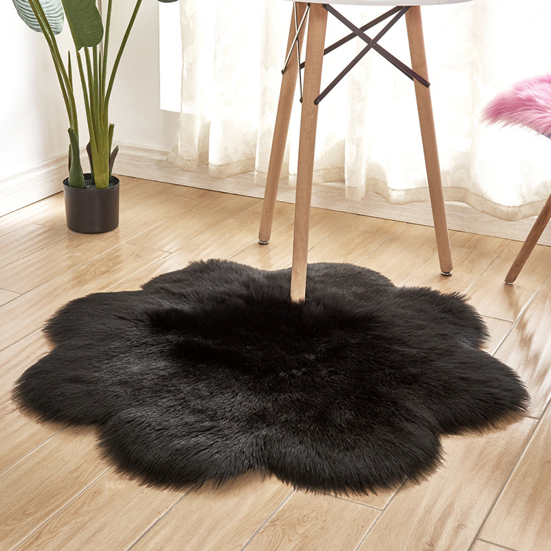 家居仿羊毛地毯卧室客厅地垫飘窗垫办公椅子垫沙发垫：黑色0