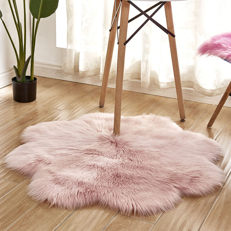 家居仿羊毛地毯卧室客厅地垫飘窗垫办公椅子垫沙发垫：粉红色
