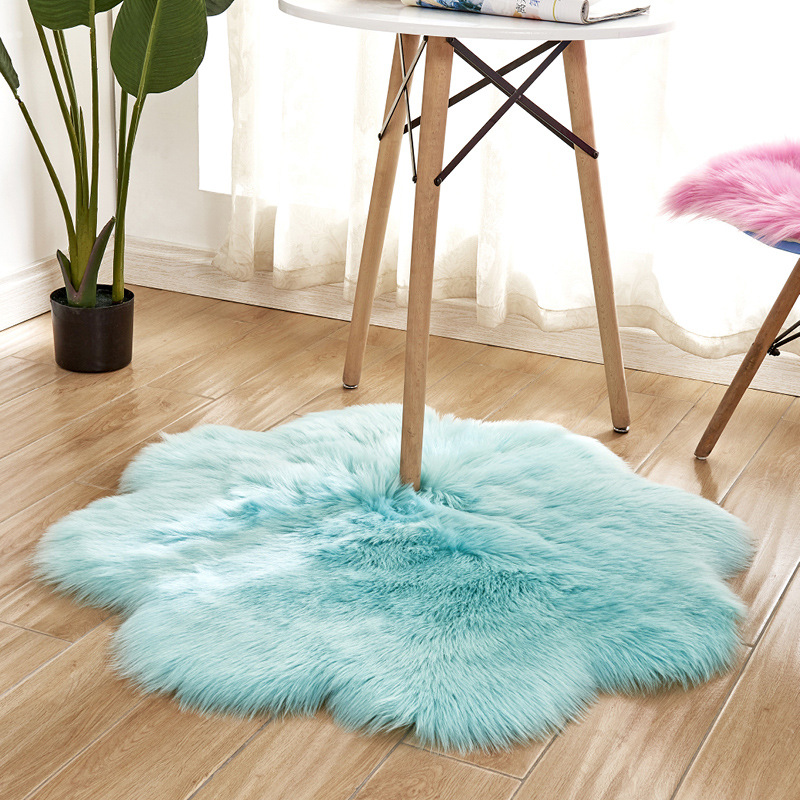 家居仿羊毛地毯卧室客厅地垫飘窗垫办公椅子垫沙发垫：浅蓝色0