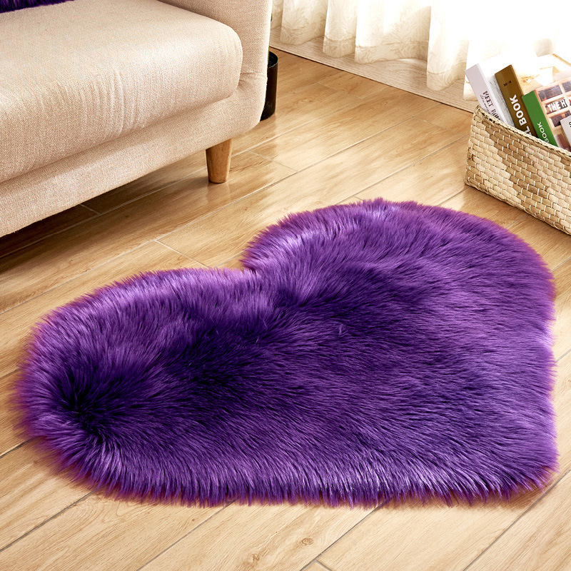 2021新款家居家纺长毛绒客厅心形地毯卧室床边地垫可爱少女风：紫色0