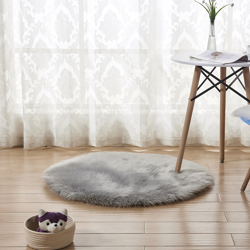 长毛绒地毯瑜伽地垫床边脚垫仿澳洲仿羊毛地毯家用装饰：浅灰色