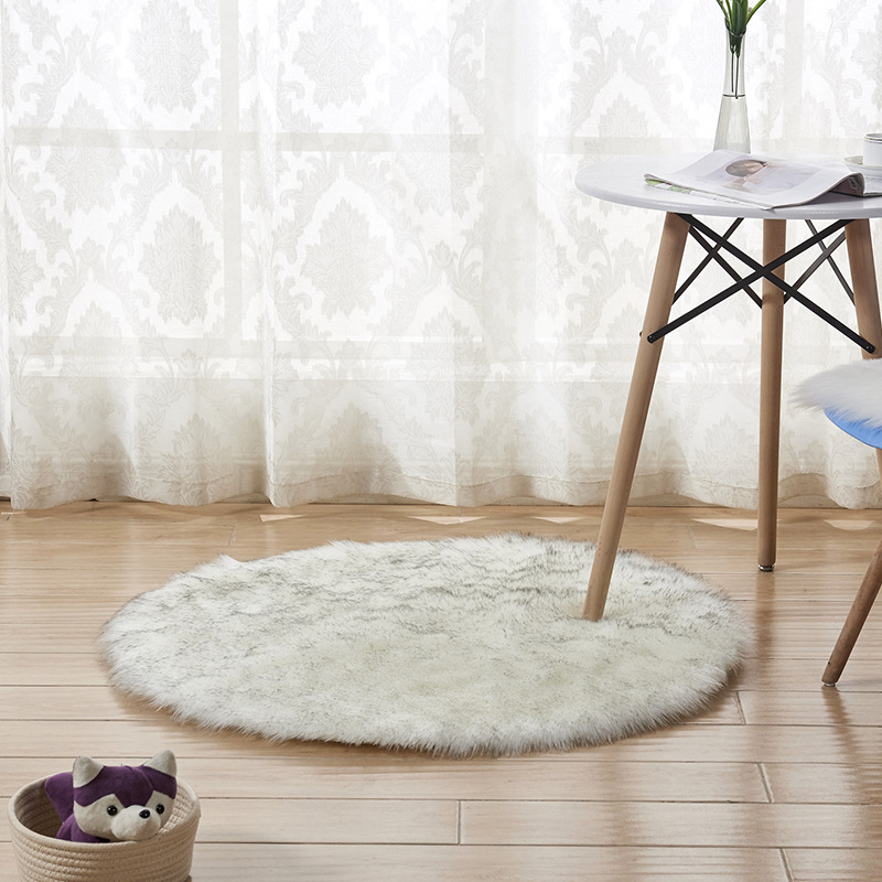 长毛绒地毯瑜伽地垫床边脚垫仿澳洲仿羊毛地毯家用装饰：白色灰尖