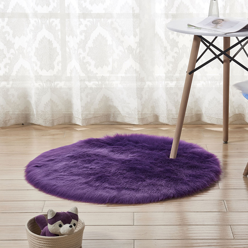 长毛绒地毯瑜伽地垫床边脚垫仿澳洲仿羊毛地毯家用装饰：紫色