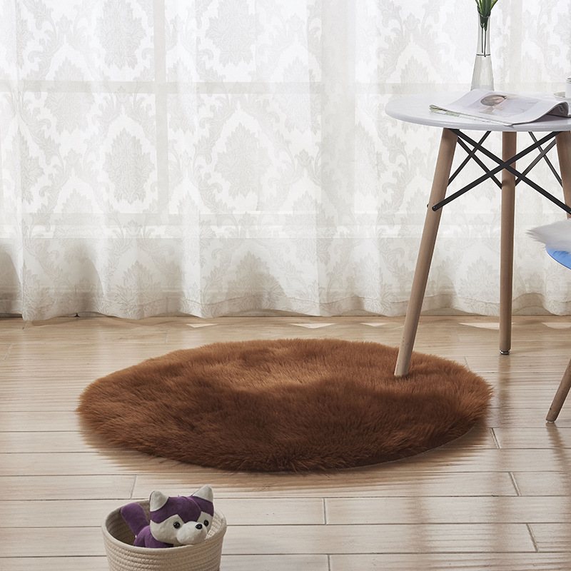 长毛绒地毯瑜伽地垫床边脚垫仿澳洲仿羊毛地毯家用装饰：咖啡色