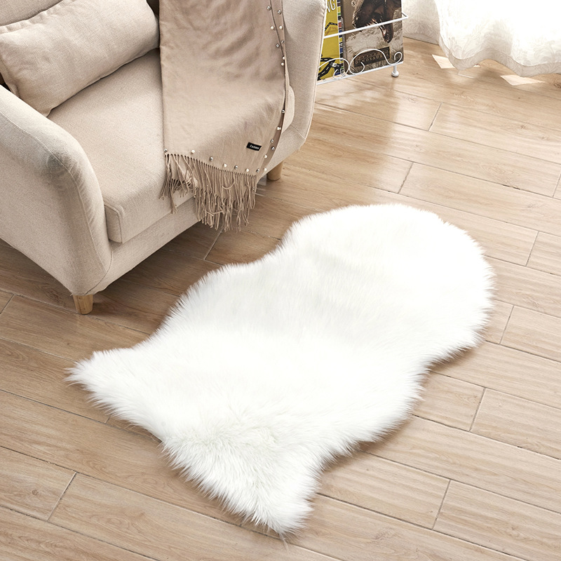 家用欧式地毯客厅地垫长毛绒防寒躺椅办公椅子垫：白色