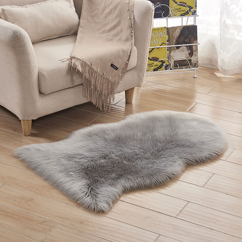 家用欧式地毯客厅地垫长毛绒防寒躺椅办公椅子垫：浅灰色