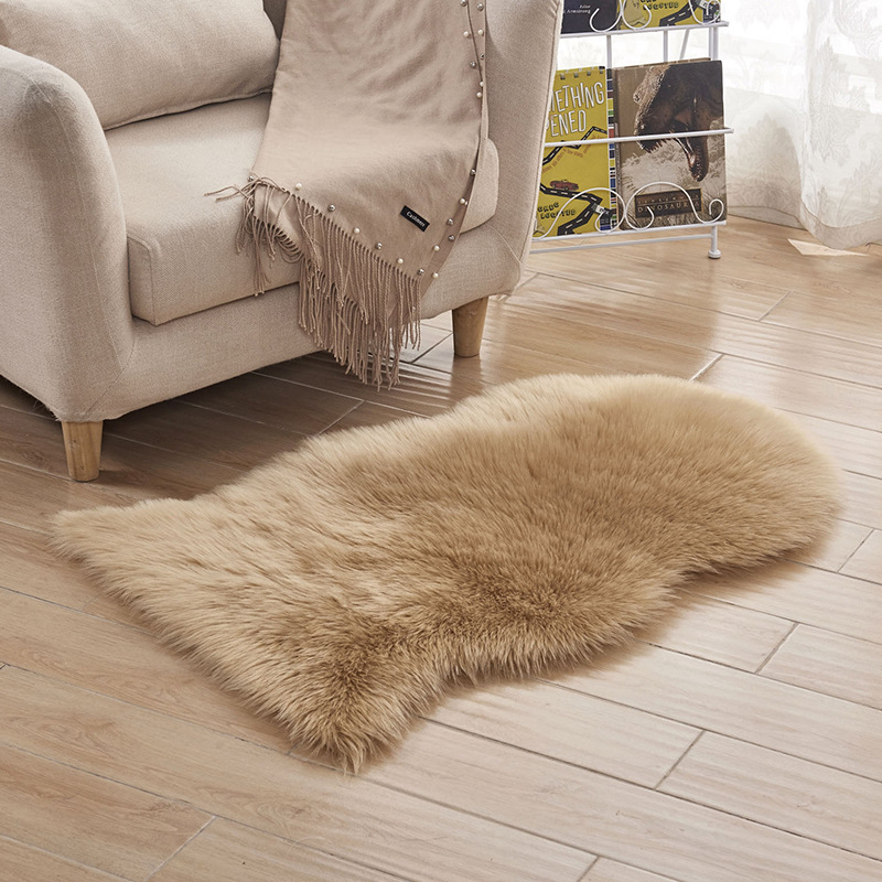 家用欧式地毯客厅地垫长毛绒防寒躺椅办公椅子垫：卡其色