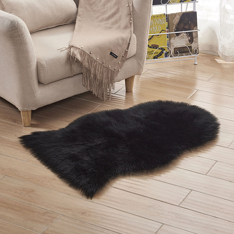 家用欧式地毯客厅地垫长毛绒防寒躺椅办公椅子垫：黑色