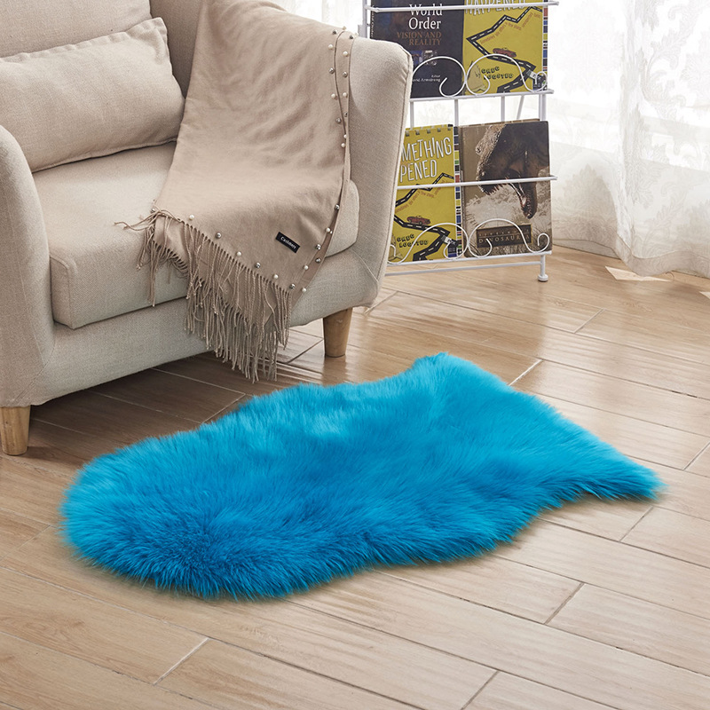 家用欧式地毯客厅地垫长毛绒防寒躺椅办公椅子垫：浅蓝色