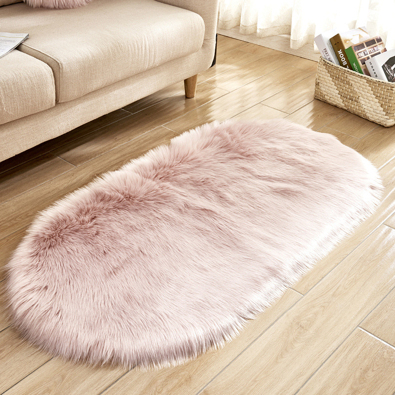 爆款椭圆形家用地毯家居地垫门垫沙发脚垫浴室垫：粉色椭圆