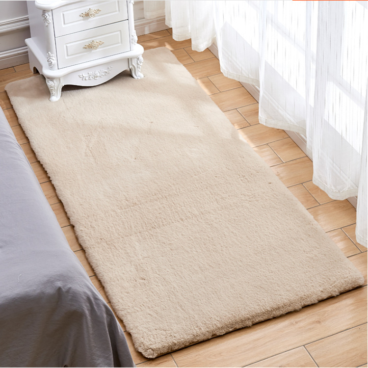 地毯客厅北欧ins房间床边毯仿兔毛绒涤棉底加厚地垫门厅地毯