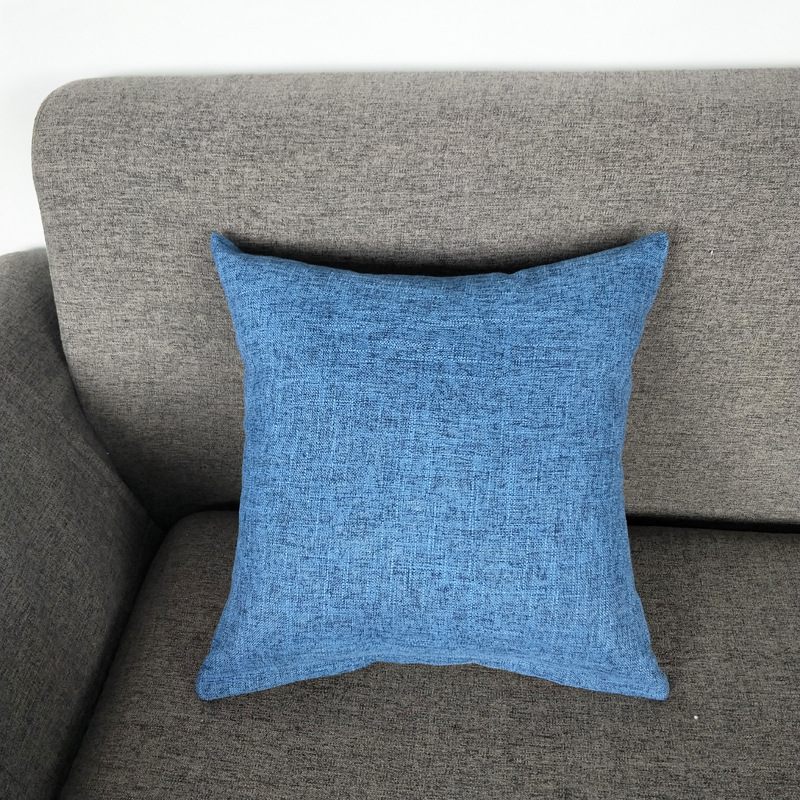 仿麻布抱枕棉麻风格靠垫沙发靠枕套：加厚蓝色0