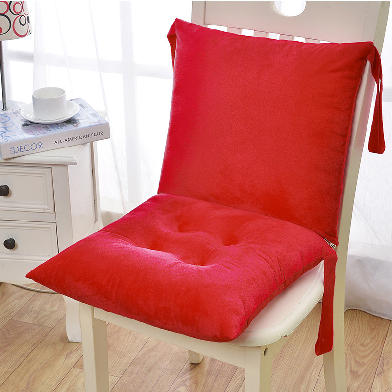 秋冬新品连体坐垫腰靠垫抱枕珍珠棉座垫子沙发办公室椅子靠背：大红