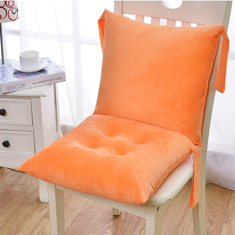秋冬新品连体坐垫腰靠垫抱枕珍珠棉座垫子沙发办公室椅子靠背：橘色