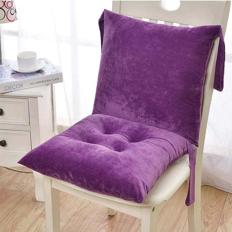 秋冬新品连体坐垫腰靠垫抱枕珍珠棉座垫子沙发办公室椅子靠背：紫色