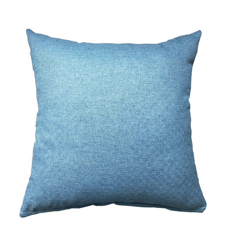 现代简约素色主义抱枕套提花仿棉麻风格沙发靠垫：提花深蓝