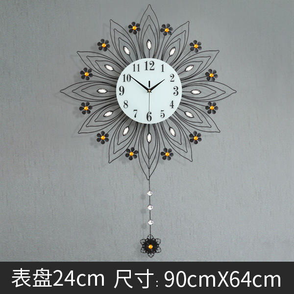 金属挂钟客厅创意时钟欧式家用装饰钟表铁艺静音石英钟：JT1555AY-56
