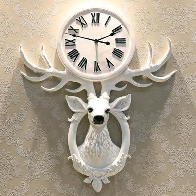 鹿头挂钟客厅现代简约艺术奢华个性时尚大气卧室欧式家用创意钟表：JT1849C-57