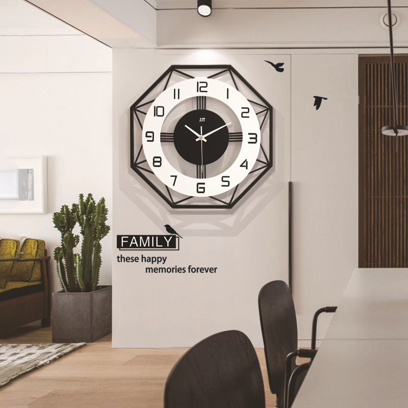 现代简约钟表机芯挂钟客厅创意时尚北欧时钟家用客厅表静音石英钟