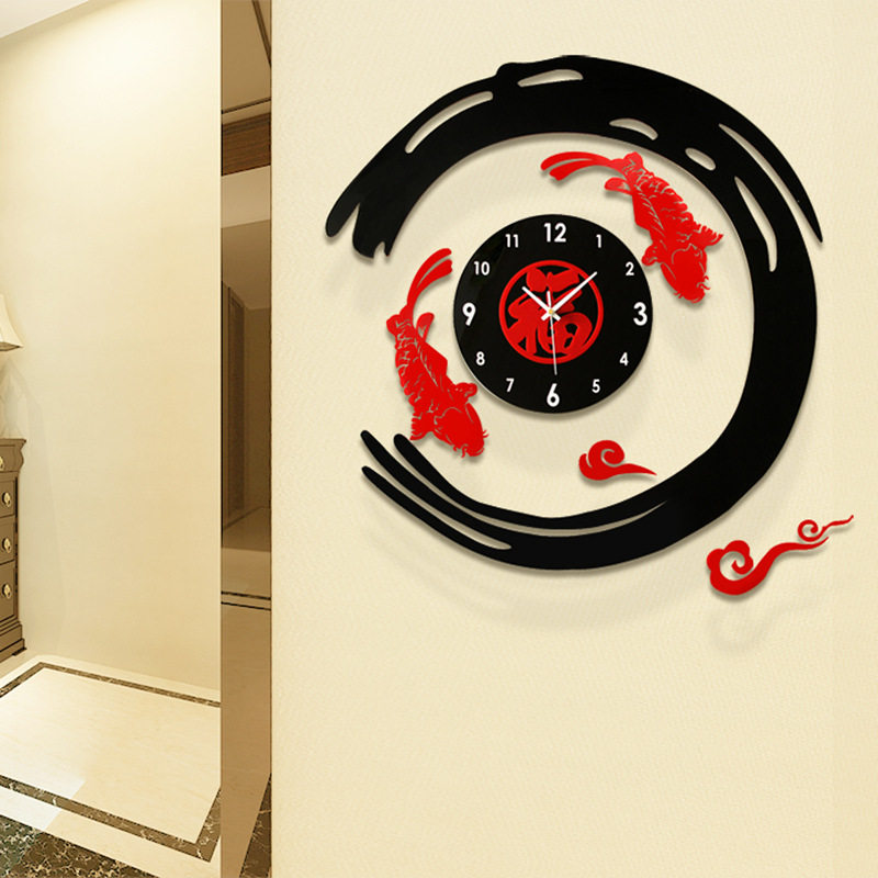 新中式钟表挂钟客厅轻奢居家装饰挂表时尚创意北欧简约静音时钟