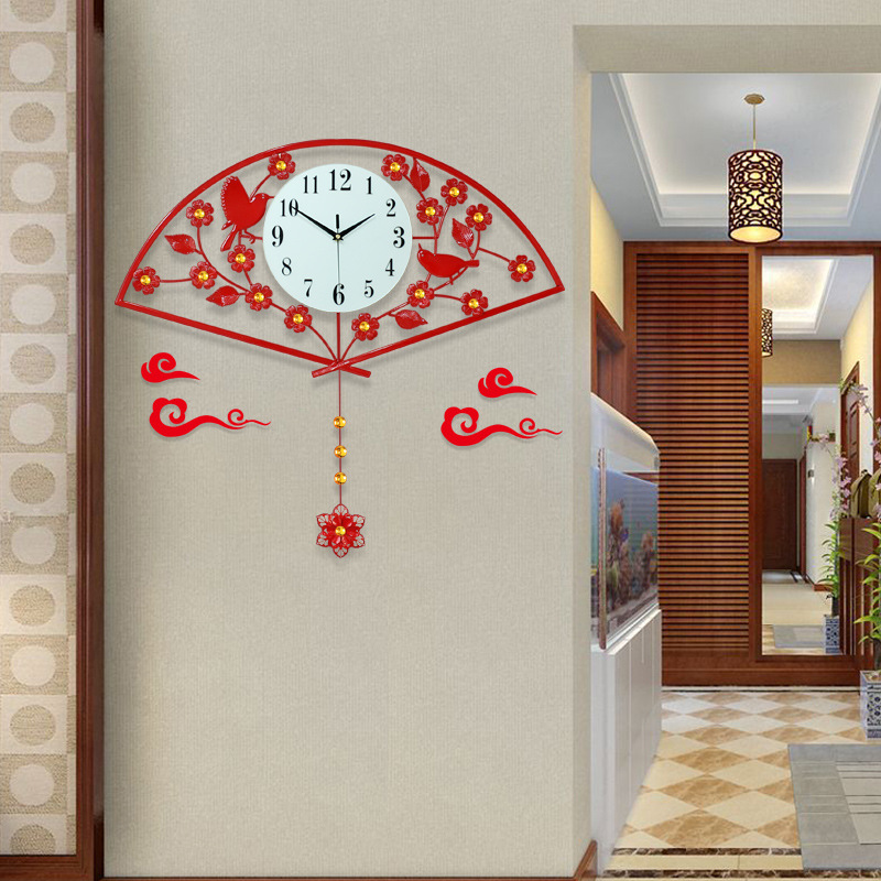 时尚挂钟 中式扇形创意摇摆壁钟