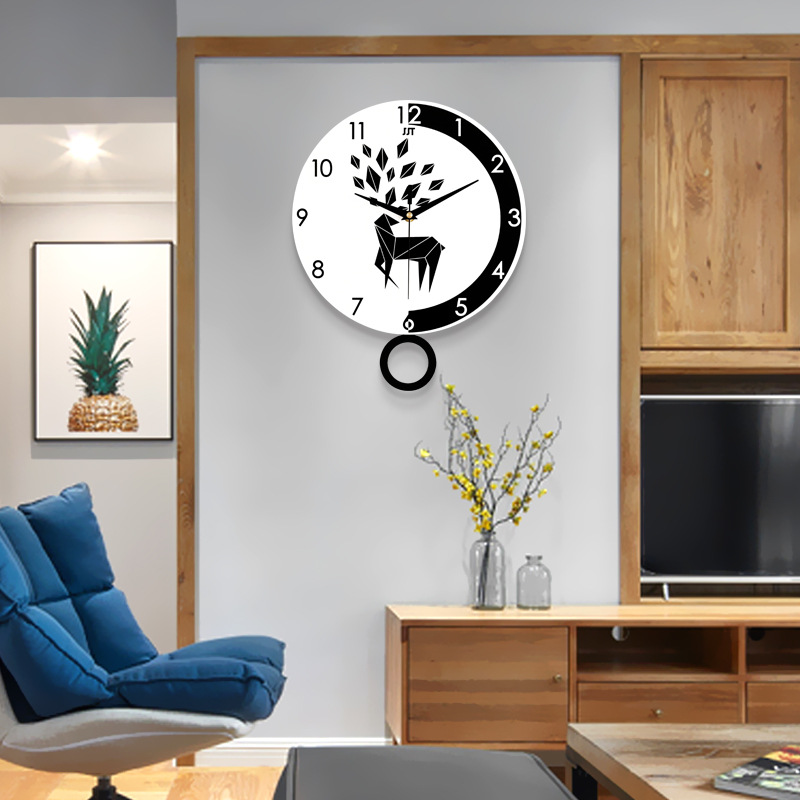 北欧挂钟客厅家用时尚个性创意时钟现代简约卧室静音钟表艺术大气