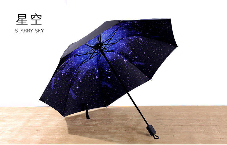 星空晴雨伞女两用男个性创意学生黑胶折叠太阳伞防晒防紫外线