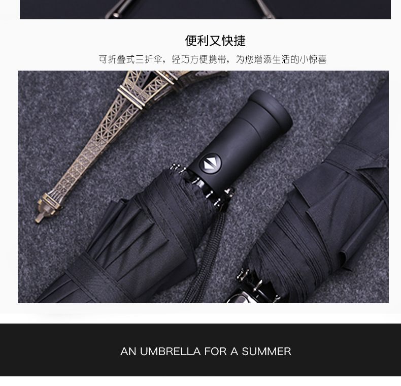 创意黑胶电筒折叠雨伞加大晴雨两用LED发光伞遮阳防晒广告伞
