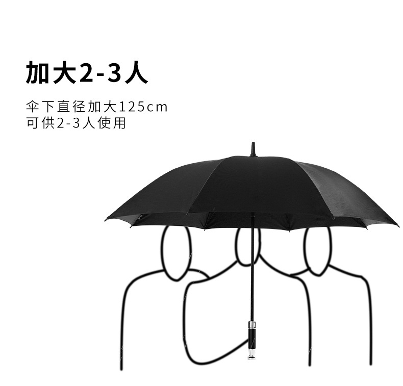 三人自动雨伞长柄男士大号长伞超大商务直杆伞抗风直柄伞