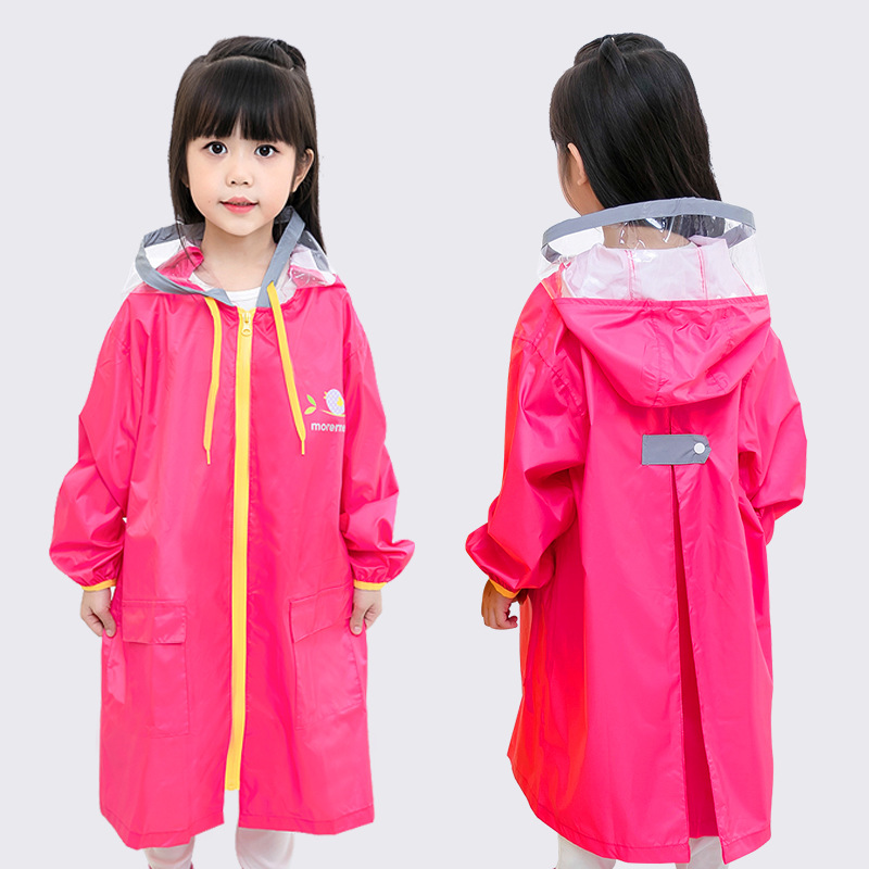 儿童小鸟雨衣男女童雨披带书包位雨衣小学生雨衣新款带反光条雨衣：玫红