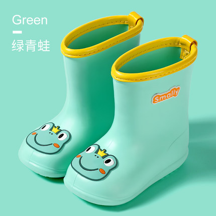 儿童雨鞋防滑 EVA雨靴男女童学生水鞋小童幼儿防水宝宝小黄鸭雨鞋：绿青蛙