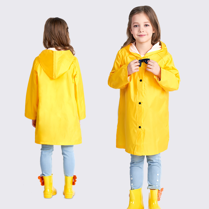 Smally 环保尼龙儿童雨衣外贸蝴蝶结防水韩国时尚幼儿园雨披：黄色