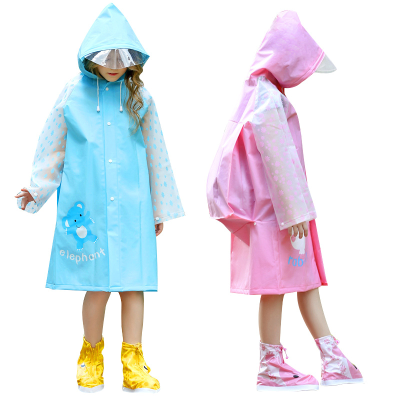 儿童雨衣男女童大帽檐小孩宝宝防水EVA环保书包位幼儿园雨披