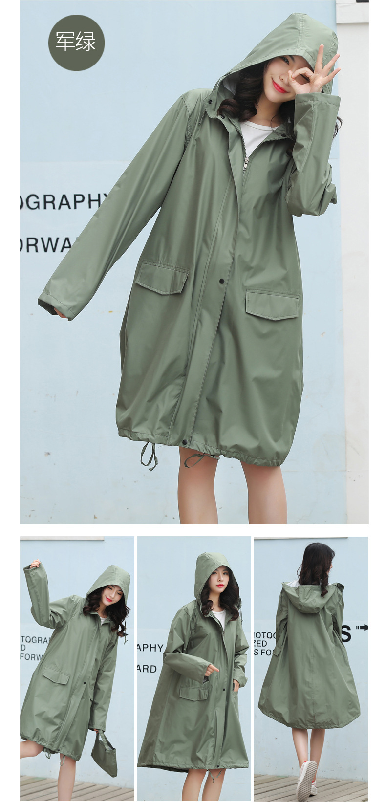 防暴雨成人雨衣女外套时尚徒步全身长款风衣式日本雨披