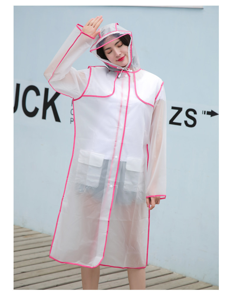 EVA包边透明雨衣男潮流韩版徒步长款透气连体防水雨披