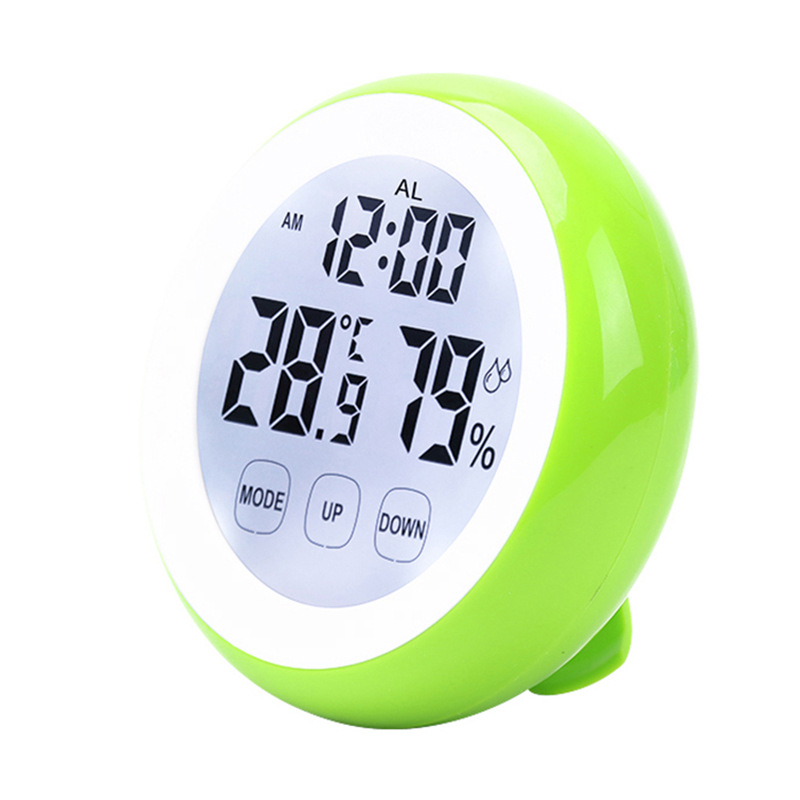 新款圆形温湿度闹钟触摸时钟家用数字显示温度计电子钟3305B