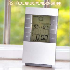 气象钟电子钟空气温湿度时计万年历闹钟蓝屏桌面闹钟