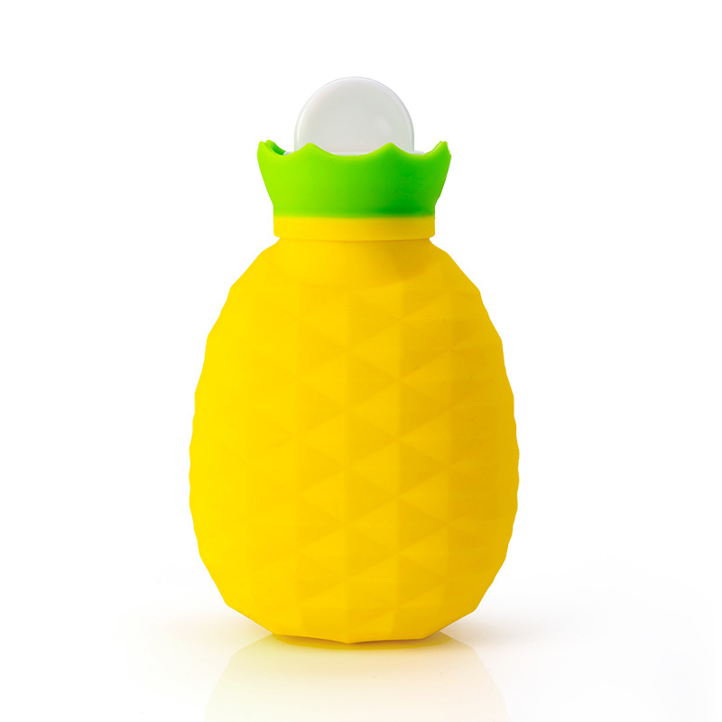 新款菠萝硅胶可爱注水热水袋b时尚创意便捷暖手宝b防爆学生暖水袋：黄色