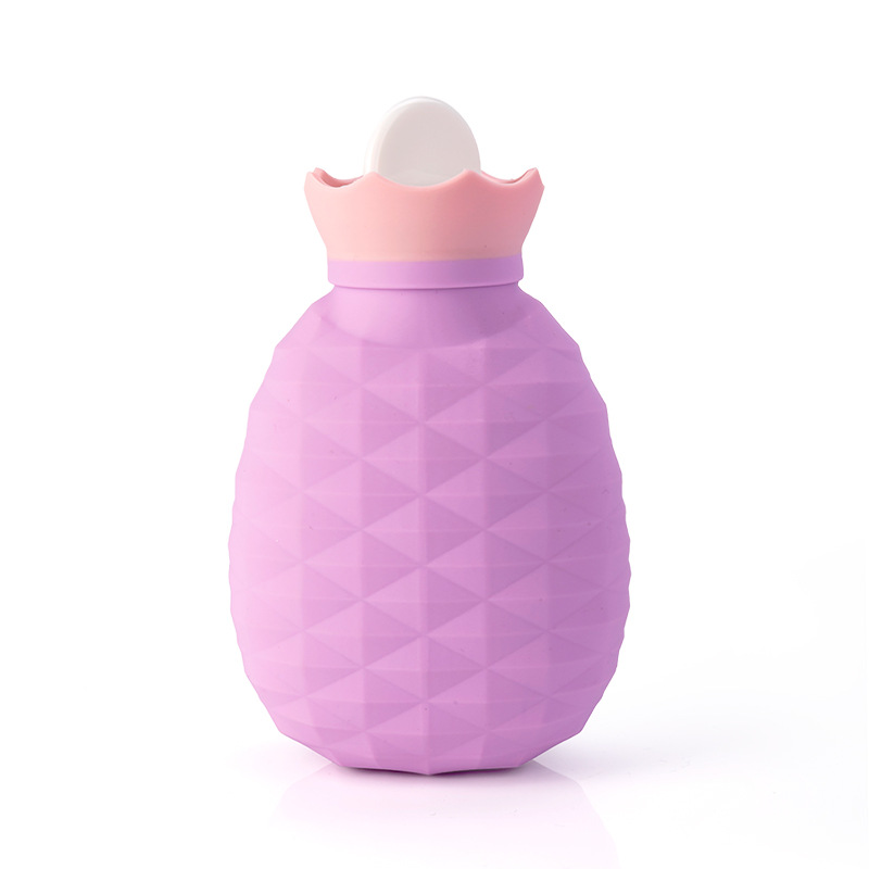 新款菠萝硅胶可爱注水热水袋b时尚创意便捷暖手宝b防爆学生暖水袋：紫色