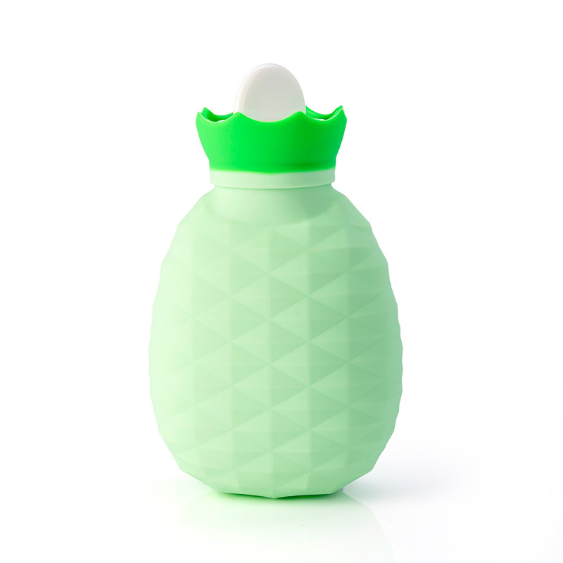 新款菠萝硅胶可爱注水热水袋b时尚创意便捷暖手宝b防爆学生暖水袋：绿色
