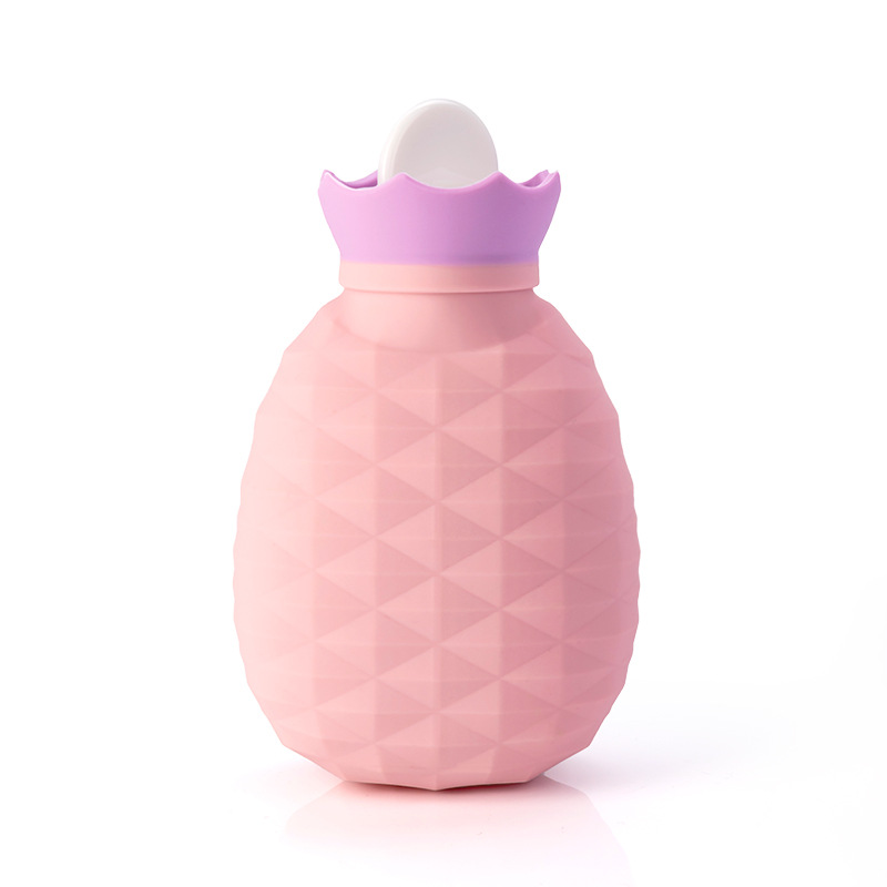 新款菠萝硅胶可爱注水热水袋b时尚创意便捷暖手宝b防爆学生暖水袋：粉红色