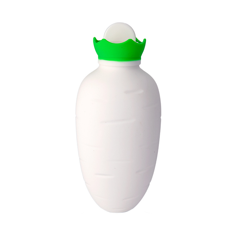新款萝卜硅胶可爱注水热水袋 时尚创意便捷暖手宝 防爆学生暖水袋：白绿