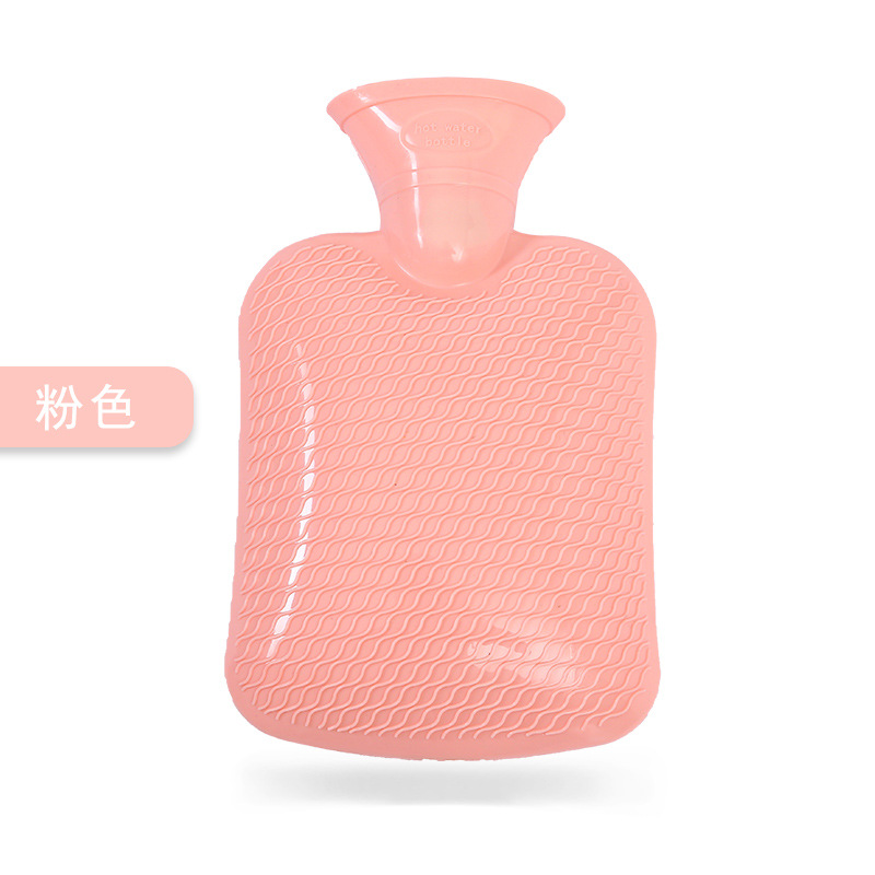 新款PVC注水热水袋 加厚灌水袋保温时尚暖手宝条纹防爆防烫暖水袋：粉红色