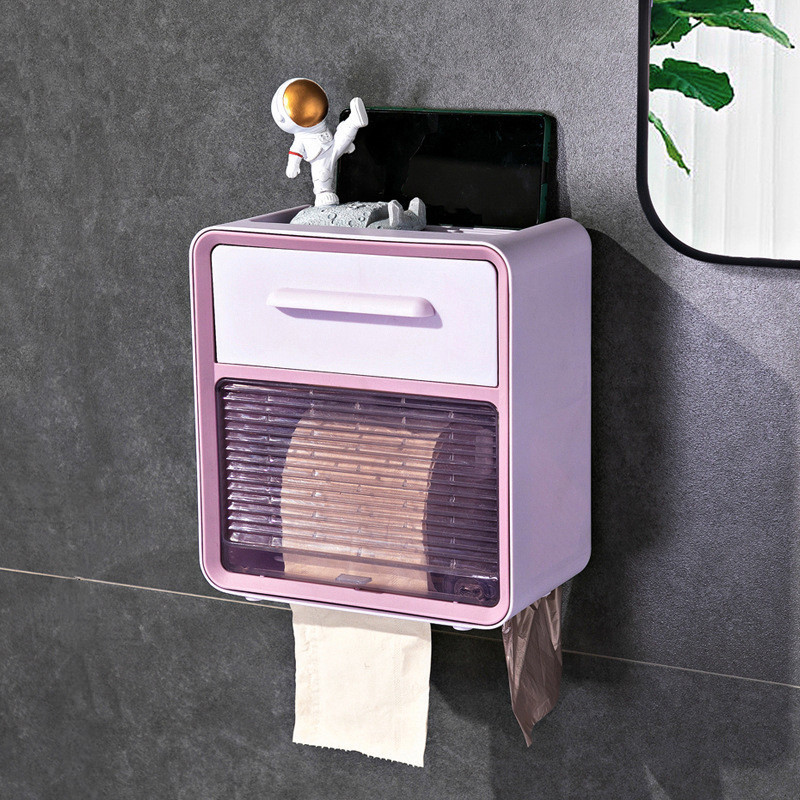卫生间纸巾盒厕纸置物架厕所挂壁创意免打孔防水卫生纸抽纸卷纸盒