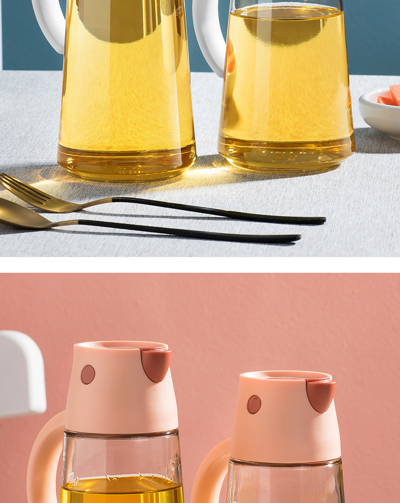 日本玻璃油壶自动开合装油倒油防漏厨房家用不挂油酱油醋油罐油瓶
