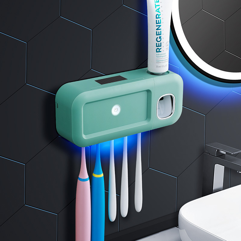 智能电动牙刷消毒器置物架免打孔杀菌壁挂卫生间刷牙杯牙膏收纳盒