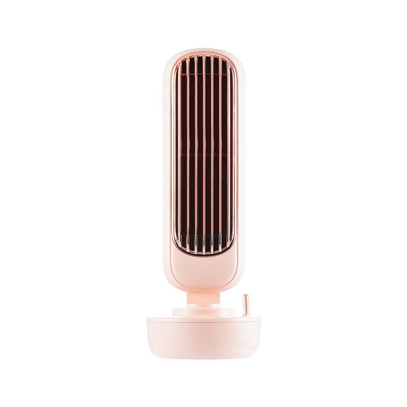 喷雾制冷空调风扇桌面降温usb小型迷你超静音宿舍加湿器电扇2合1：粉色