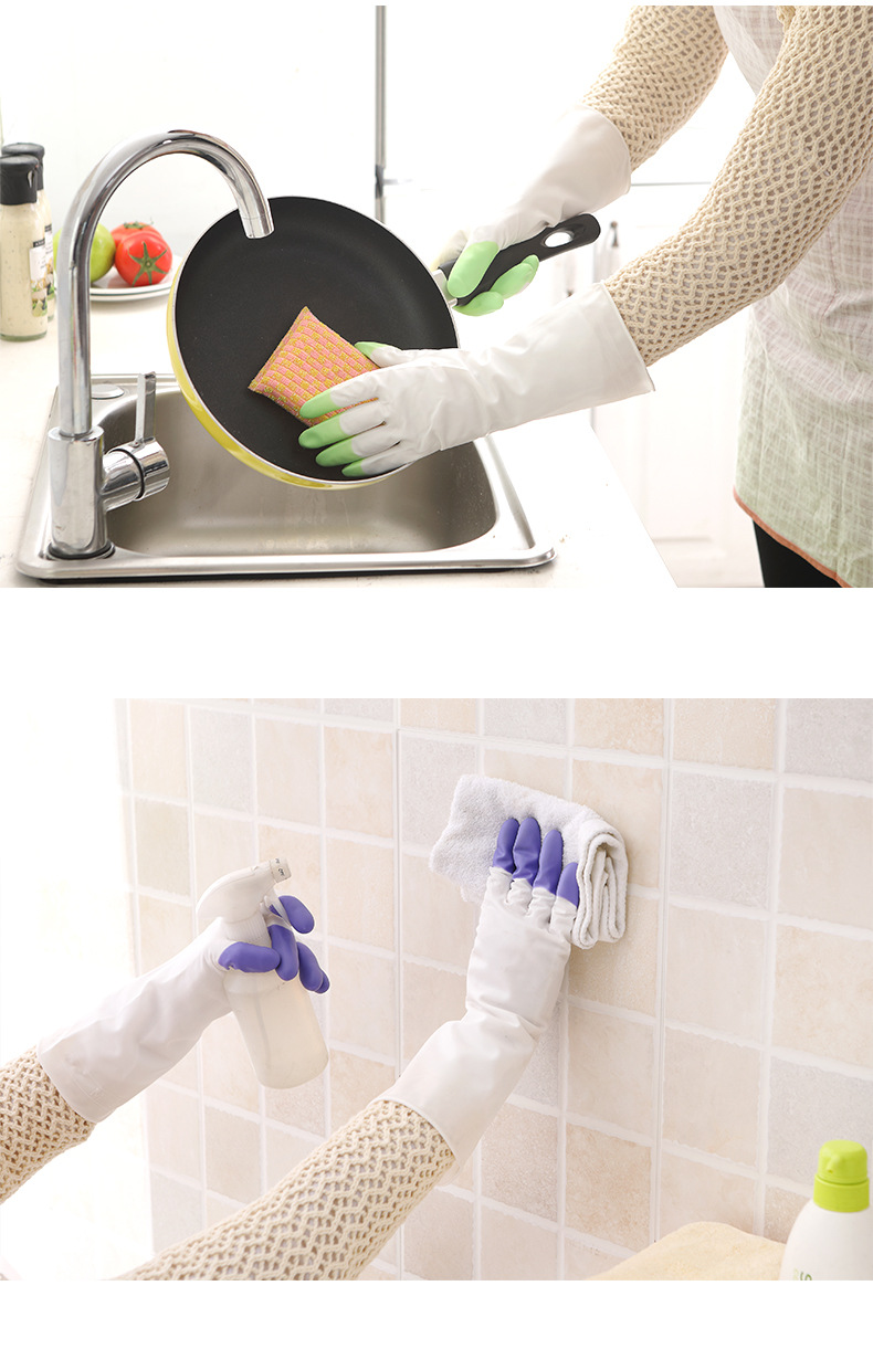 洗碗手套女橡胶厨房洗菜家务用清洁耐用型薄款贴手防水洗衣服手套