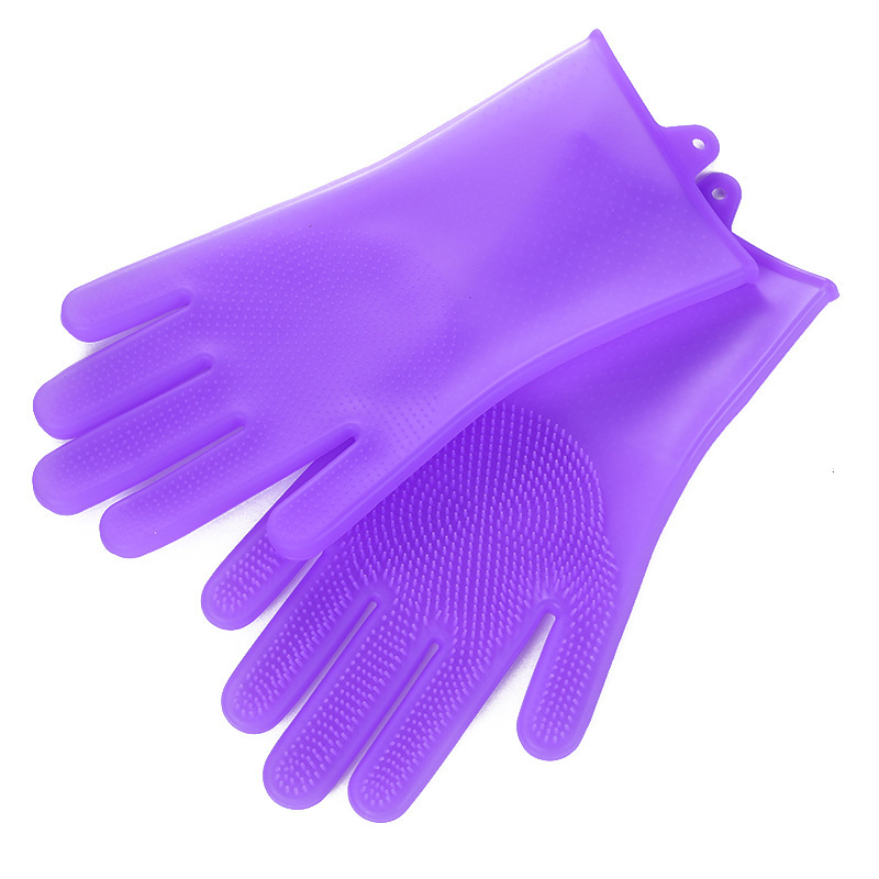 洗碗手套家用衣服洗衣加厚耐用型手套女刷厨房碗胶塑胶家务橡胶皮：紫色