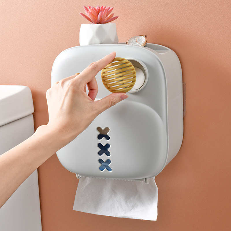 多功能纸巾盒厕所壁挂式无痕卫生间北欧ins创意可爱香薰抽纸盒